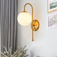 Golden Gooseneck Wall Sconce Modern 1 Head Metal Wall Lamp with Frosted Glass Ball Shade for Bedroom Clearhalo 'Cast Iron' 'Glass' 'Industrial' 'Modern wall lights' 'Modern' 'Tiffany' 'Traditional wall lights' 'Wall Lamps & Sconces' 'Wall Lights' Lighting' 468213