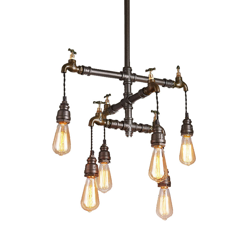 Black 2/4/6 Lights Chandelier Light Fixture Vintage Style Metal Exposed Bulb Pendant Lamp Clearhalo 'Cast Iron' 'Ceiling Lights' 'Chandeliers' 'Industrial Chandeliers' 'Industrial' 'Metal' 'Middle Century Chandeliers' 'Rustic Chandeliers' 'Tiffany' Lighting' 468222