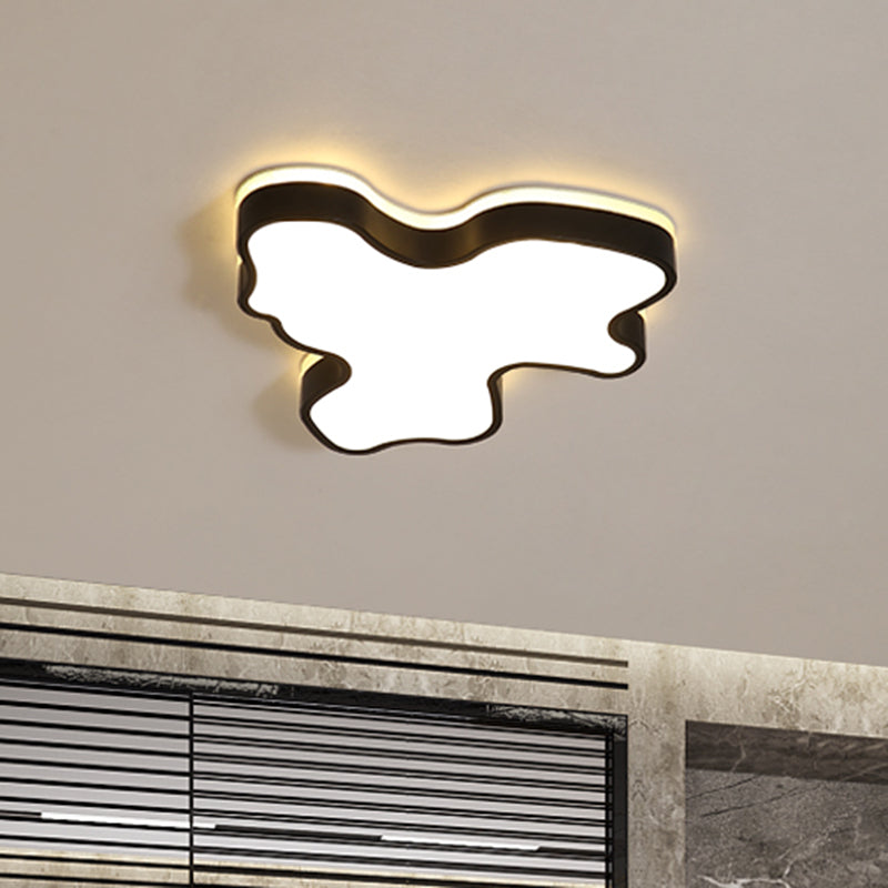 16"/19.5"/23.5" W Abstract Flush Light with Black/White Metal Shade and Acrylic Diffuser Led Contemporary Flush Mount in Warm/White Clearhalo 'Ceiling Lights' 'Close To Ceiling Lights' 'Close to ceiling' 'Flush mount' Lighting' 468272