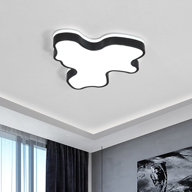 16"/19.5"/23.5" W Abstract Flush Light with Black/White Metal Shade and Acrylic Diffuser Led Contemporary Flush Mount in Warm/White Clearhalo 'Ceiling Lights' 'Close To Ceiling Lights' 'Close to ceiling' 'Flush mount' Lighting' 468273