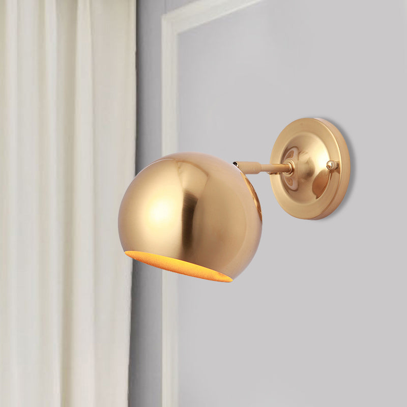 Brass 1 Bulb Wall Light Sconce Loft Style Metal Globe Shade Wall Mounted Lamp for Dining Room Clearhalo 'Art deco wall lights' 'Cast Iron' 'Glass' 'Industrial wall lights' 'Industrial' 'Middle century wall lights' 'Modern' 'Rustic wall lights' 'Tiffany' 'Traditional wall lights' 'Wall Lamps & Sconces' 'Wall Lights' Lighting' 468297