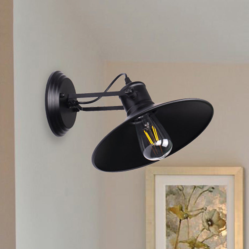 Metallic Saucer Sconce Wall Lighting Antique Style 1 Bulb Corridor Wall Sconce Lamp in Black/Rust Clearhalo 'Art deco wall lights' 'Cast Iron' 'Glass' 'Industrial wall lights' 'Industrial' 'Middle century wall lights' 'Modern' 'Rustic wall lights' 'Tiffany' 'Traditional wall lights' 'Wall Lamps & Sconces' 'Wall Lights' Lighting' 468316