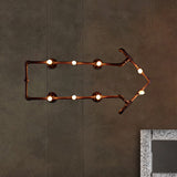 Industrial Arrow Design Sconce Wall Light with Water Pipe 8 Lights Metal Wall Sconce Lamp in Bronze Clearhalo 'Art deco wall lights' 'Cast Iron' 'Glass' 'Industrial wall lights' 'Industrial' 'Middle century wall lights' 'Modern' 'Rustic wall lights' 'Tiffany' 'Traditional wall lights' 'Wall Lamps & Sconces' 'Wall Lights' Lighting' 468327