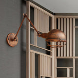 1 Bulb Domed Wall Light with Cage Shade Metal Antique Stylish Farmhouse Adjustable Wall Fixture Light in Rust Clearhalo 'Art deco wall lights' 'Cast Iron' 'Glass' 'Industrial wall lights' 'Industrial' 'Middle century wall lights' 'Modern' 'Rustic wall lights' 'Tiffany' 'Traditional wall lights' 'Wall Lamps & Sconces' 'Wall Lights' Lighting' 468454