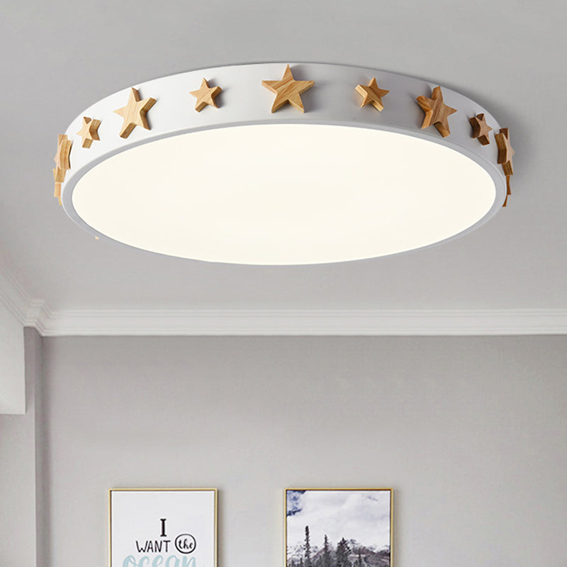 Drum Flush Mount Light, Contemporary Ceiling Light with Star Decoration for Kids Bedroom Clearhalo 'Ceiling Lights' 'Close To Ceiling Lights' 'Close to ceiling' 'Flush mount' Lighting' 468703