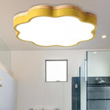 Bedroom Ceiling Light Kids, Wood LED Flush Mount Lighting with Floral Shade Clearhalo 'Ceiling Lights' 'Close To Ceiling Lights' 'Close to ceiling' 'Flush mount' Lighting' 468707