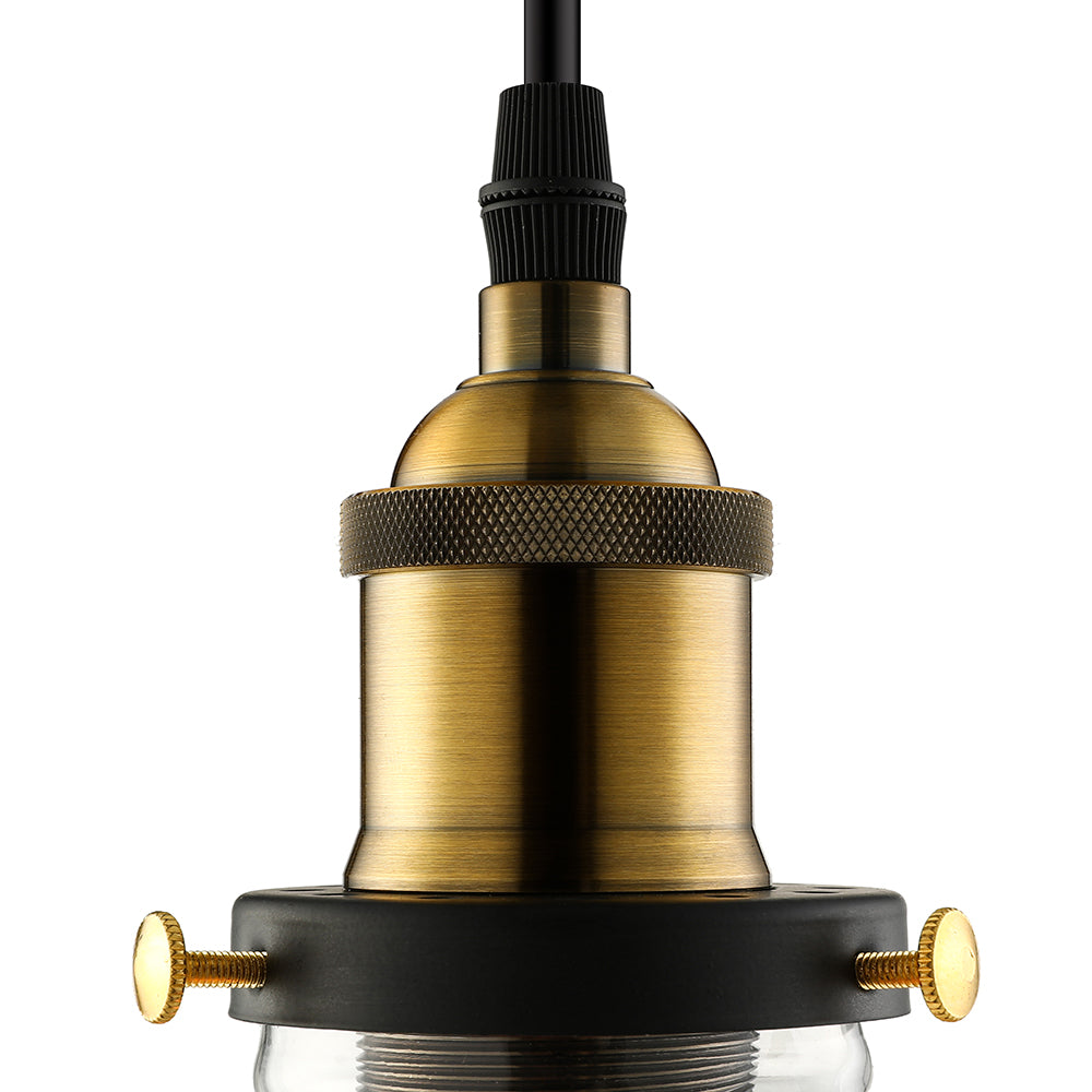 5.5"/7" Wide Cone Pendant Light Industrial 1 Light Grey/Brown/Clear Glass Hanging Lamp in Bronze Clearhalo 'Ceiling Lights' 'Glass shade' 'Glass' 'Industrial Pendants' 'Industrial' 'Middle Century Pendants' 'Pendant Lights' 'Pendants' 'Tiffany' Lighting' 4711