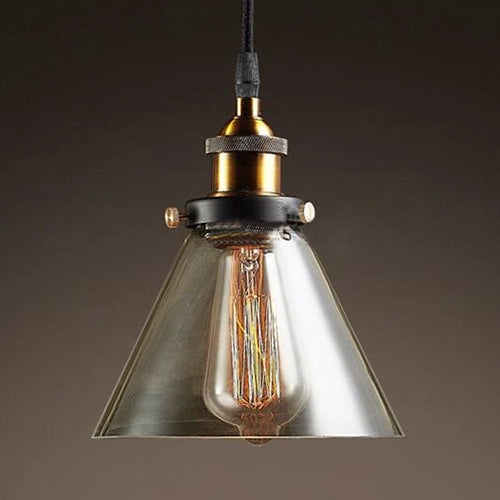 5.5"/7" Wide Cone Pendant Light Industrial 1 Light Grey/Brown/Clear Glass Hanging Lamp in Bronze Grey 7" Clearhalo 'Ceiling Lights' 'Glass shade' 'Glass' 'Industrial Pendants' 'Industrial' 'Middle Century Pendants' 'Pendant Lights' 'Pendants' 'Tiffany' Lighting' 4712