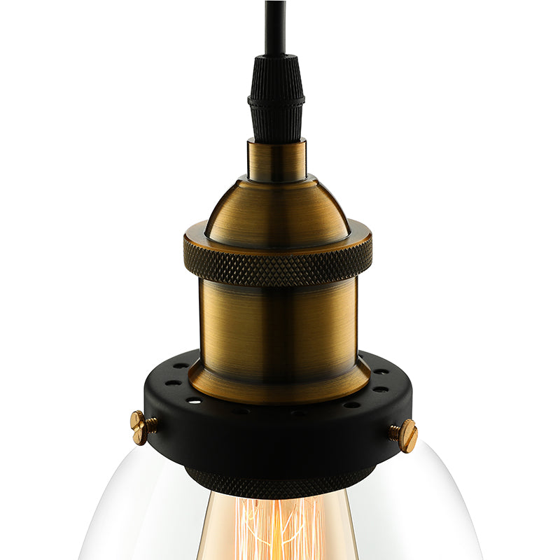 5.5"/7" Wide Cone Pendant Light Industrial 1 Light Grey/Brown/Clear Glass Hanging Lamp in Bronze Clearhalo 'Ceiling Lights' 'Glass shade' 'Glass' 'Industrial Pendants' 'Industrial' 'Middle Century Pendants' 'Pendant Lights' 'Pendants' 'Tiffany' Lighting' 4721