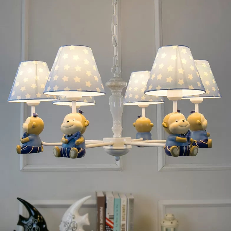 Dot Tapered Shade Chandelier Kids Metal Resin Hanging Light with Monkey for Dining Room Clearhalo 'Ceiling Lights' 'Chandeliers' Lighting' options 47951