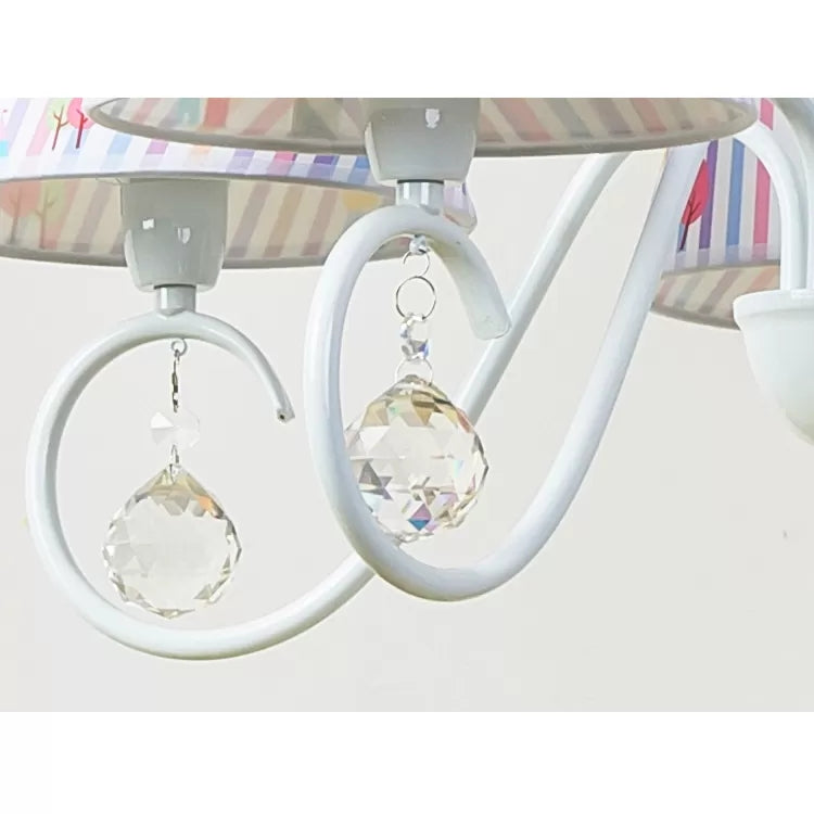 Cartoon Pony Hanging Light with Tapered Shade 5-Light White Chandelier for Nursing Room Clearhalo 'Ceiling Lights' 'Chandeliers' Lighting' options 48031