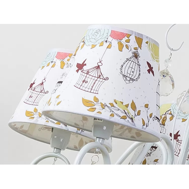Cartoon Pony Hanging Light with Tapered Shade 5-Light White Chandelier for Nursing Room Clearhalo 'Ceiling Lights' 'Chandeliers' Lighting' options 48038