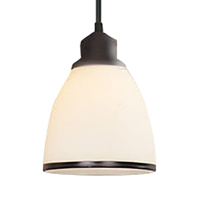 Farmhouse Dome Pendant Lamp 1 Light White Glass Hanging Light Fixture in Black for Indoor Clearhalo 'Ceiling Lights' 'Glass shade' 'Glass' 'Industrial Pendants' 'Industrial' 'Middle Century Pendants' 'Pendant Lights' 'Pendants' 'Tiffany' Lighting' 4843