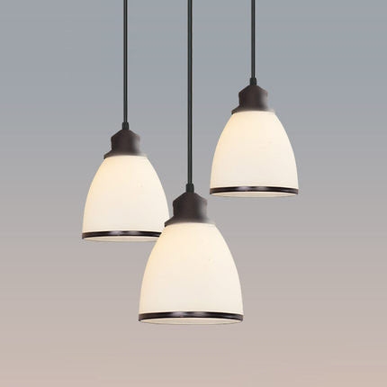 Farmhouse Dome Pendant Lamp 1 Light White Glass Hanging Light Fixture in Black for Indoor White Clearhalo 'Ceiling Lights' 'Glass shade' 'Glass' 'Industrial Pendants' 'Industrial' 'Middle Century Pendants' 'Pendant Lights' 'Pendants' 'Tiffany' Lighting' 4844