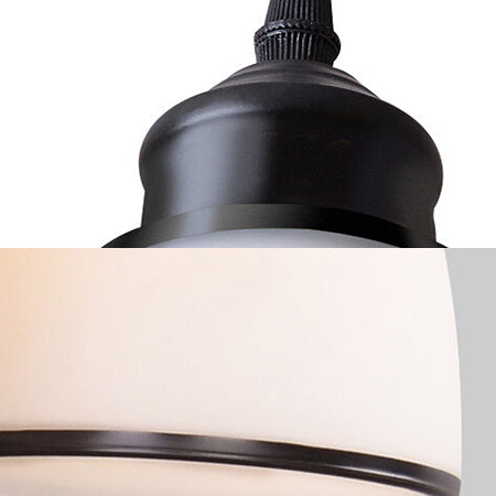 Farmhouse Dome Pendant Lamp 1 Light White Glass Hanging Light Fixture in Black for Indoor Clearhalo 'Ceiling Lights' 'Glass shade' 'Glass' 'Industrial Pendants' 'Industrial' 'Middle Century Pendants' 'Pendant Lights' 'Pendants' 'Tiffany' Lighting' 4845