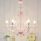 Candle Shape Chandelier with Clear Crystal Kids Metal Hanging Light in Pink with Crystal for Dining Room Clearhalo 'Ceiling Lights' 'Chandeliers' Lighting' options 48603