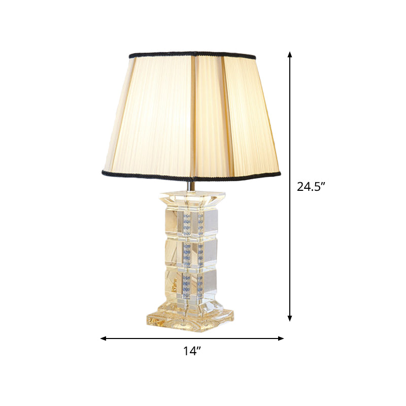 1 Head Tower Shape Table Light Modernist Hand-Cut Crystal Small Desk Lamp in White Clearhalo 'Lamps' 'Table Lamps' Lighting' 493269