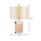 1 Head Bedroom Task Light Simplicity White Nightstand Lamp with Cylinder Fabric Shade Clearhalo 'Lamps' 'Table Lamps' Lighting' 493371