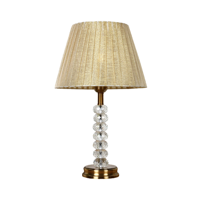 Modernist Shaded Study Lamp Fabric 1 Head Reading Book Light in Beige for Bedroom Clearhalo 'Lamps' 'Table Lamps' Lighting' 493445