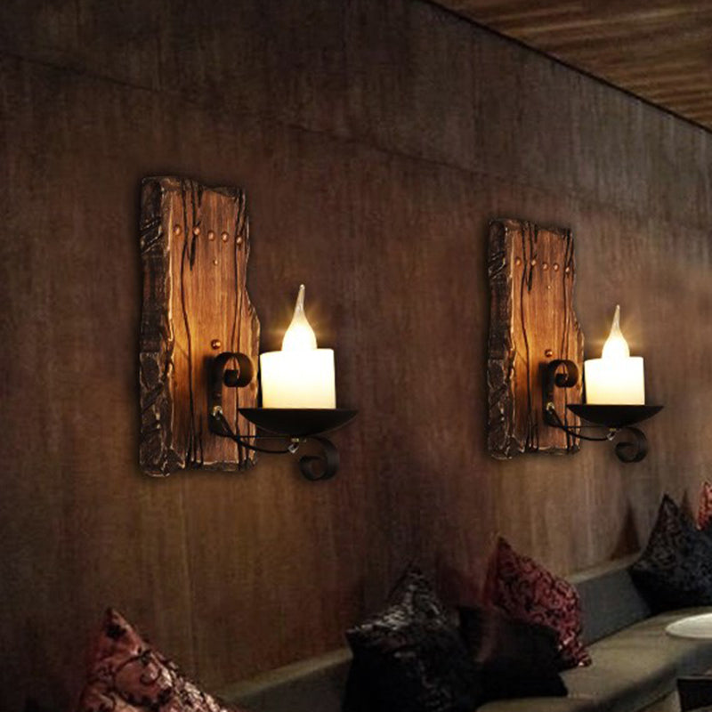 Cylinder Coffee Shop Wall Light Fixture Coastal Marble 1 Light Brown Sconce Lamp with Wooden Semicircle/Foot/Rectangle Base Clearhalo 'Industrial wall lights' 'Industrial' 'Middle century wall lights' 'Rustic wall lights' 'Tiffany' 'Wall Lamps & Sconces' 'Wall Lights' Lighting' 493501