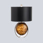 Modernist Drum Task Lighting Fabric 1 Head Small Desk Lamp in Black with Globe Amber Glazed Crystal Base Clearhalo 'Lamps' 'Table Lamps' Lighting' 493508