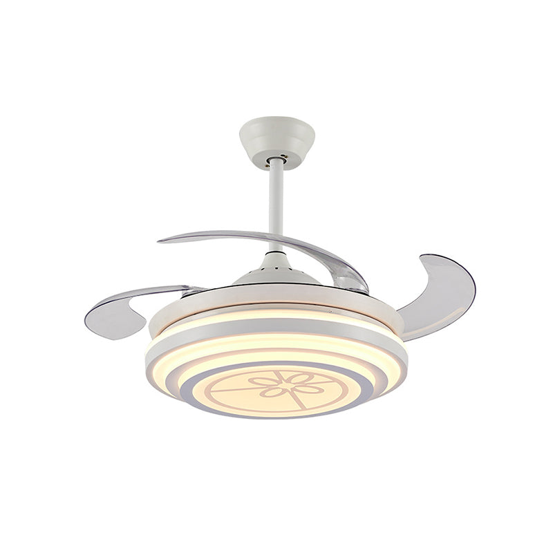 42" Wide LED Ring Ceiling Fan Light Minimalism White Acrylic 4 Blades Semi Flush, Remote/Wall Control/Frequency Conversion and Remote Control Clearhalo 'Ceiling Fans with Lights' 'Ceiling Fans' 'Modern Ceiling Fans' 'Modern' Lighting' 493572