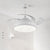 Modern Drum Pendant Fan Lamp 42" Width LED Metal Semi Flush Light Fixture in White with 4 Blades, Wall/Remote Control/Frequency Conversion and Remote Control White Clearhalo 'Ceiling Fans with Lights' 'Ceiling Fans' 'Modern Ceiling Fans' 'Modern' Lighting' 493584