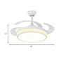 Circle Dining Room Fan Lamp Modern Metal LED 42" W White Semi Flush Mount Light Fixture with 4 Clear Blades, Remote Control/Frequency Conversion and Remote Control Clearhalo 'Ceiling Fans with Lights' 'Ceiling Fans' 'Modern Ceiling Fans' 'Modern' Lighting' 493619