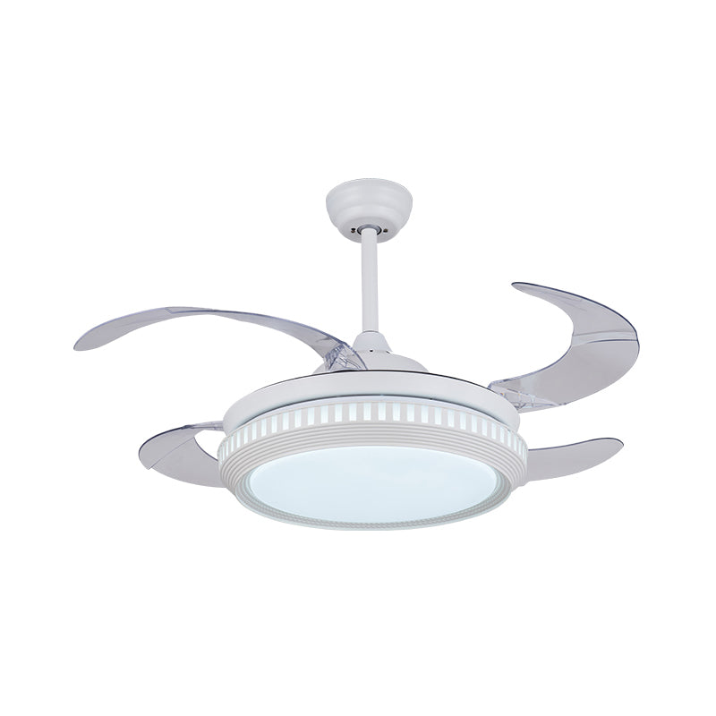 Metal Gold/White Semi Flush Circle LED 42" Wide Contemporary 4 Blades Hanging Fan Lighting, Remote Control/Frequency Conversion and Remote Control Clearhalo 'Ceiling Fans with Lights' 'Ceiling Fans' 'Modern Ceiling Fans' 'Modern' Lighting' 493634