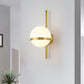 Black/Gold Vertical Wall Sconce Fixture Modern 1 Head Metal Wall Lamp with Orbit Opal Glass Shade, 6"/8" Width Clearhalo 'Cast Iron' 'Glass' 'Industrial' 'Modern wall lights' 'Modern' 'Tiffany' 'Traditional wall lights' 'Wall Lamps & Sconces' 'Wall Lights' Lighting' 493651