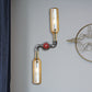Glass Gray/Blue Wall Sconce Light Wine Bottle 2 Lights Industrial Style Wall Mount Light for Living Room Clearhalo 'Cast Iron' 'Glass' 'Industrial wall lights' 'Industrial' 'Middle century wall lights' 'Modern' 'Tiffany' 'Traditional wall lights' 'Wall Lamps & Sconces' 'Wall Lights' Lighting' 493845