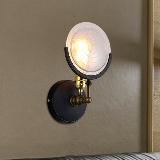 1 Lights Wall Mount Light with Clear Glass Disk Post Modern Wall Lighting for Kitchen Clearhalo 'Cast Iron' 'Glass' 'Industrial wall lights' 'Industrial' 'Middle century wall lights' 'Modern' 'Tiffany' 'Traditional wall lights' 'Wall Lamps & Sconces' 'Wall Lights' Lighting' 493890