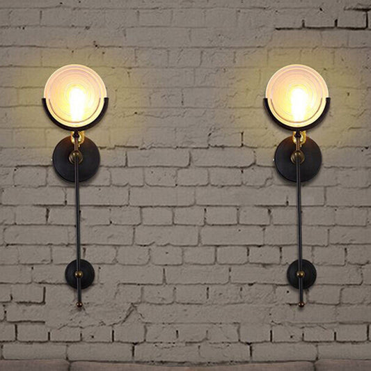 Torch Sconce Light Modern 1 Head Wall Lighting with Clear Glass Disk for Living Room Clearhalo 'Cast Iron' 'Glass' 'Industrial wall lights' 'Industrial' 'Middle century wall lights' 'Modern' 'Tiffany' 'Traditional wall lights' 'Wall Lamps & Sconces' 'Wall Lights' Lighting' 493891