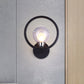 Ring Shaped Metal Wall Sconce Light Retro Style 1 Light Living Room Wall Lamp with Bare Bulb in Black Clearhalo 'Art deco wall lights' 'Cast Iron' 'Glass' 'Industrial wall lights' 'Industrial' 'Middle century wall lights' 'Modern' 'Rustic wall lights' 'Tiffany' 'Traditional wall lights' 'Wall Lamps & Sconces' 'Wall Lights' Lighting' 493932