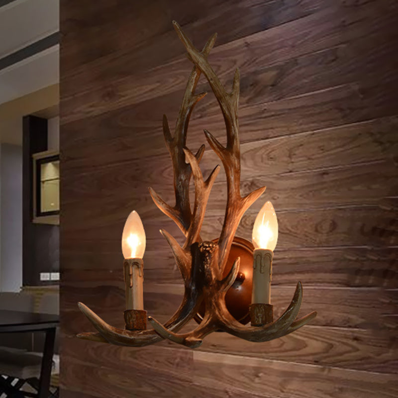 Open Bulb Wall Lamp with Deer Horn Resin 1 Light Lodge Country Sconce Light for Kitchen Clearhalo 'Industrial wall lights' 'Industrial' 'Middle century wall lights' 'Tiffany' 'Wall Lamps & Sconces' 'Wall Lights' Lighting' 493938