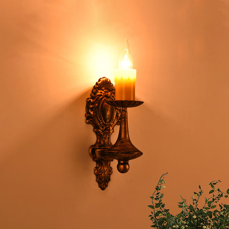 One Light Sconce Light Industrial Crackle Glass Vase Shape Lighting Fixture in Yellow, 3.5"/5"/14.5" Wide Clearhalo 'Industrial wall lights' 'Industrial' 'Middle century wall lights' 'Rustic wall lights' 'Tiffany' 'Wall Lamps & Sconces' 'Wall Lights' Lighting' 493959