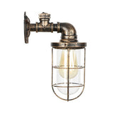 Bronze Wire Caged Wall Lighting with Pipe Rustic Style Wrought Iron 1 Bulb Farmhouse Wall Fixture Light Bronze 11.5" Clearhalo 'Art deco wall lights' 'Cast Iron' 'Glass' 'Industrial wall lights' 'Industrial' 'Middle century wall lights' 'Modern' 'Rustic wall lights' 'Tiffany' 'Traditional wall lights' 'Wall Lamps & Sconces' 'Wall Lights' Lighting' 49397