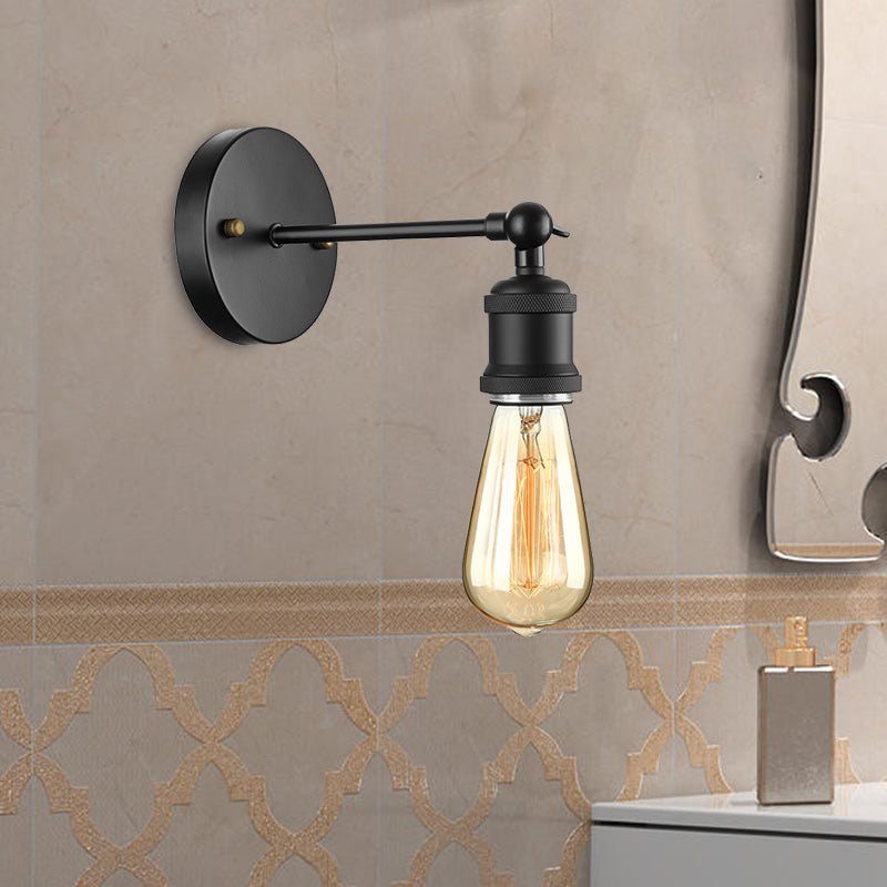 Black/Brass Finish 1 Head Wall Lamp Industrial Metal Mini Sconce Lighting with Bare Bulb for Bedroom Clearhalo 'Art deco wall lights' 'Cast Iron' 'Glass' 'Industrial wall lights' 'Industrial' 'Middle century wall lights' 'Modern' 'Rustic wall lights' 'Tiffany' 'Traditional wall lights' 'Wall Lamps & Sconces' 'Wall Lights' Lighting' 494036
