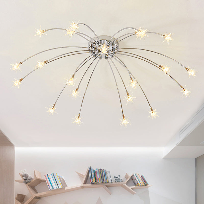 Beautiful Fireworks Semi Flush Ceiling Light Metal Chrome Ceiling Fixture for Kindergarten Clearhalo 'Ceiling Lights' 'Close To Ceiling Lights' 'Close to ceiling' 'Semi-flushmount' Lighting' 494090