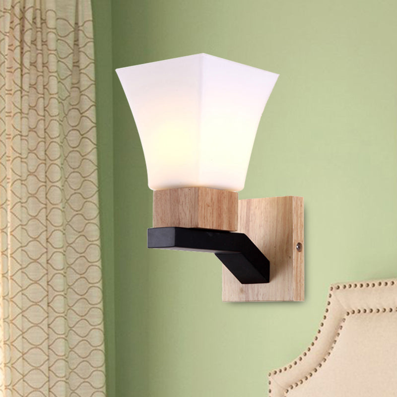 Modern White Wall Sconce Inverted Bell One Head Frosted Glass Wall Lamp for Bedroom Dining Room - Clearhalo - 'Modern wall lights' - 'Modern' - 'Wall Lamps & Sconces' - 'Wall Lights' - Lighting' - 494173