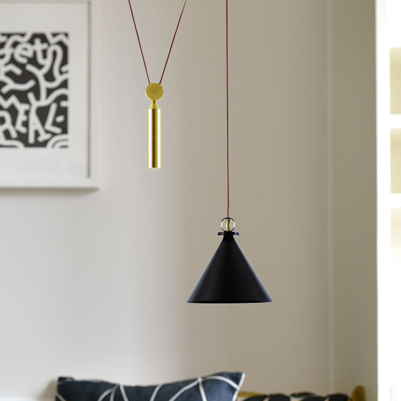 Height Adjustable Pendant Lamp with Pulley One Light Modern Hanging Light for Kitchen Hallway Clearhalo 'Ceiling Lights' 'Modern Pendants' 'Modern' 'Pendant Lights' 'Pendants' Lighting' 494184