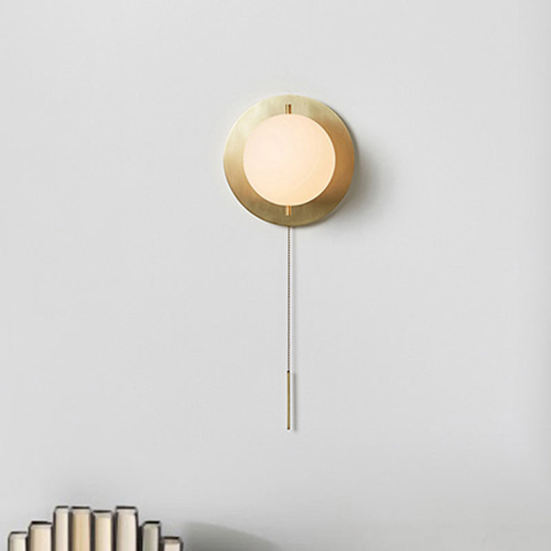 White Orb Shade Wall Light with Brass Base 1 Bulb Modern Stylish Metal Glass Wall Lamp for Boutique Clearhalo 'Cast Iron' 'Glass' 'Industrial' 'Modern wall lights' 'Modern' 'Tiffany' 'Traditional wall lights' 'Wall Lamps & Sconces' 'Wall Lights' Lighting' 494185