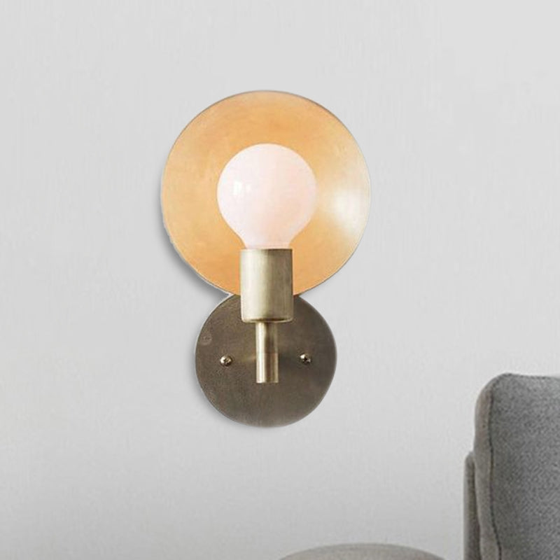 1 Light Saucer Wall Light Contemporary Metal Sconce Lighting in Brass for Bookstore Market Clearhalo 'Cast Iron' 'Glass' 'Industrial' 'Modern wall lights' 'Modern' 'Tiffany' 'Traditional wall lights' 'Wall Lamps & Sconces' 'Wall Lights' Lighting' 494186