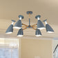 Rotatable Nordic Green/Grey/White Suspension Light Goblet Shade 3/6 Heads Metal Wood Chandelier for Office Shop Clearhalo 'Ceiling Lights' 'Chandeliers' 'Modern Chandeliers' 'Modern' Lighting' 494361