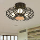 Contemporary Flush Mount Light Melon Cage Metal Ceiling Light for Restaurant Stairway Clearhalo 'Ceiling Lights' 'Close To Ceiling Lights' 'Close to ceiling' 'Semi-flushmount' Lighting' 494372