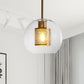 Simple Orb Shade Pendant Light with Cylinder Mesh Screen 1 Light Glass Hanging Lamp for Hallway Clearhalo 'Ceiling Lights' 'Glass shade' 'Glass' 'Modern Pendants' 'Modern' 'Pendant Lights' 'Pendants' Lighting' 494399