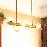 Post Modern Gold Finish Chandelier with Orb Shade 8 Lights Glass Suspension Light for Dining Room Clearhalo 'Ceiling Lights' 'Chandeliers' 'Glass shade' 'Glass' 'Island Lights' Lighting' 494431