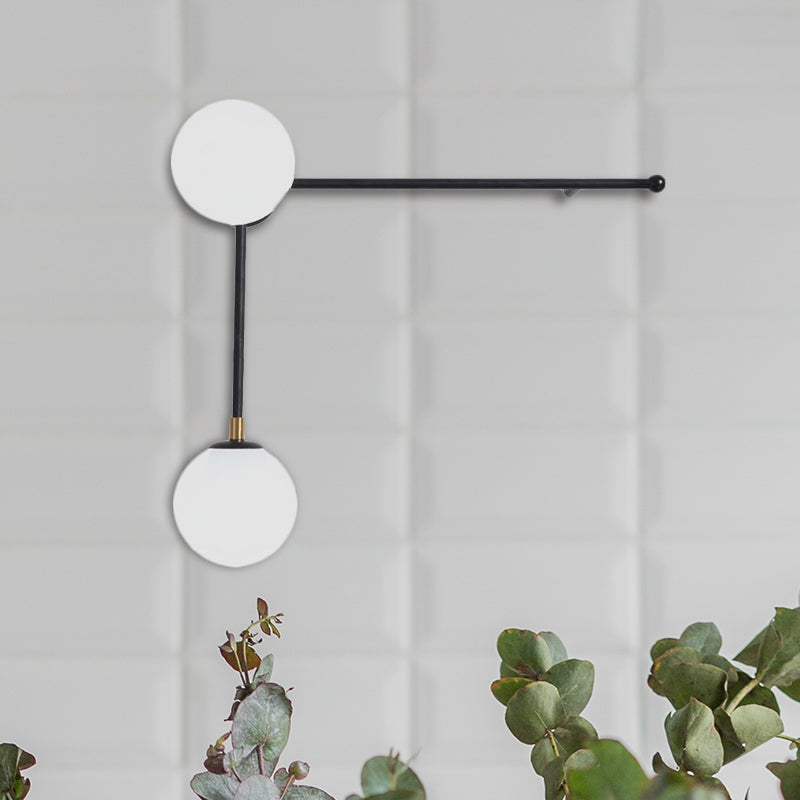 2/4 Lights Crossed Lines Wall Mounted Light Post Modern Glass Shade Wall Lamp in Black/Gold Clearhalo 'Cast Iron' 'Glass' 'Industrial' 'Modern wall lights' 'Modern' 'Tiffany' 'Traditional wall lights' 'Wall Lamps & Sconces' 'Wall Lights' Lighting' 494487