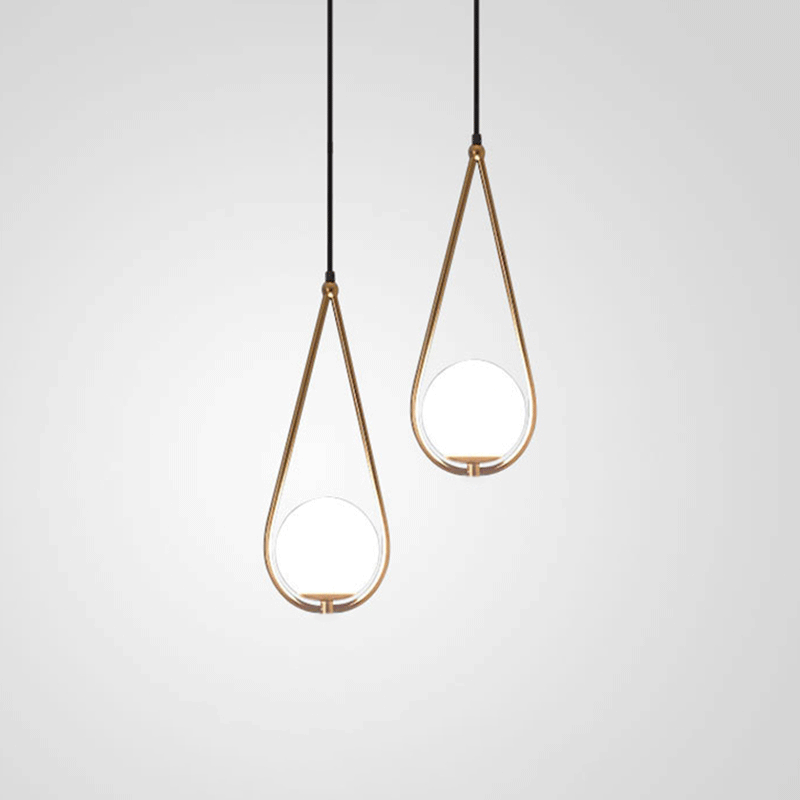 Metal Teardrop Hanging Ceiling Light Minimalism 1 Bulb Brass Finish Drop Pendant with Ball Cream Glass Shade White Clearhalo 'Ceiling Lights' 'Modern Pendants' 'Modern' 'Pendant Lights' 'Pendants' Lighting' 4_ae869e92-95ff-45f6-8266-241b9eb0ea16