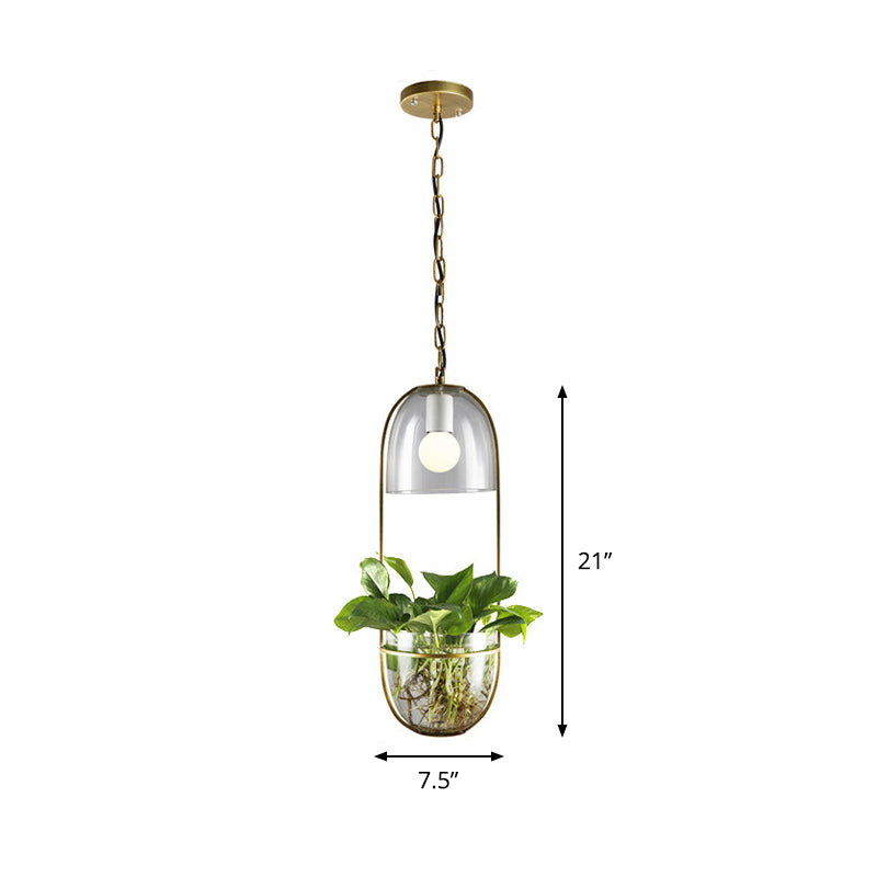 Oval Restaurant Pendant Lighting Industrial Metal 1 Bulb Gold LED Hanging Light Fixture Clearhalo 'Art Deco Pendants' 'Cast Iron' 'Ceiling Lights' 'Ceramic' 'Crystal' 'Industrial Pendants' 'Industrial' 'Metal' 'Middle Century Pendants' 'Pendant Lights' 'Pendants' 'Tiffany' Lighting' 503864